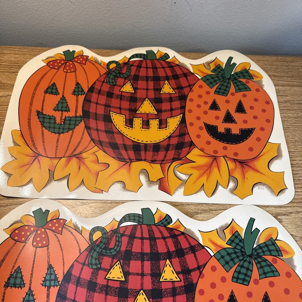 Vintage Set of 2 Vinyl Halloween Placemats Town & Country Living